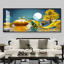 Modern light luxury horizontal version living room decoration painting atmospheric landscape night scene lucky elk background wall painting master bedroom wall hanging painting