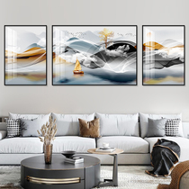 Modern simple living room decoration painting landscape painting sofa background wall mural atmosphere back with backing mountain triple painting hanging painting