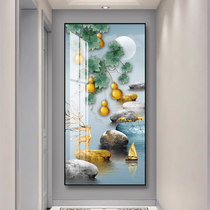 The new Chinese-style entrance decorative painting symbolizes the five blessing linmen mural gourd modern corridor aisle vertical painting