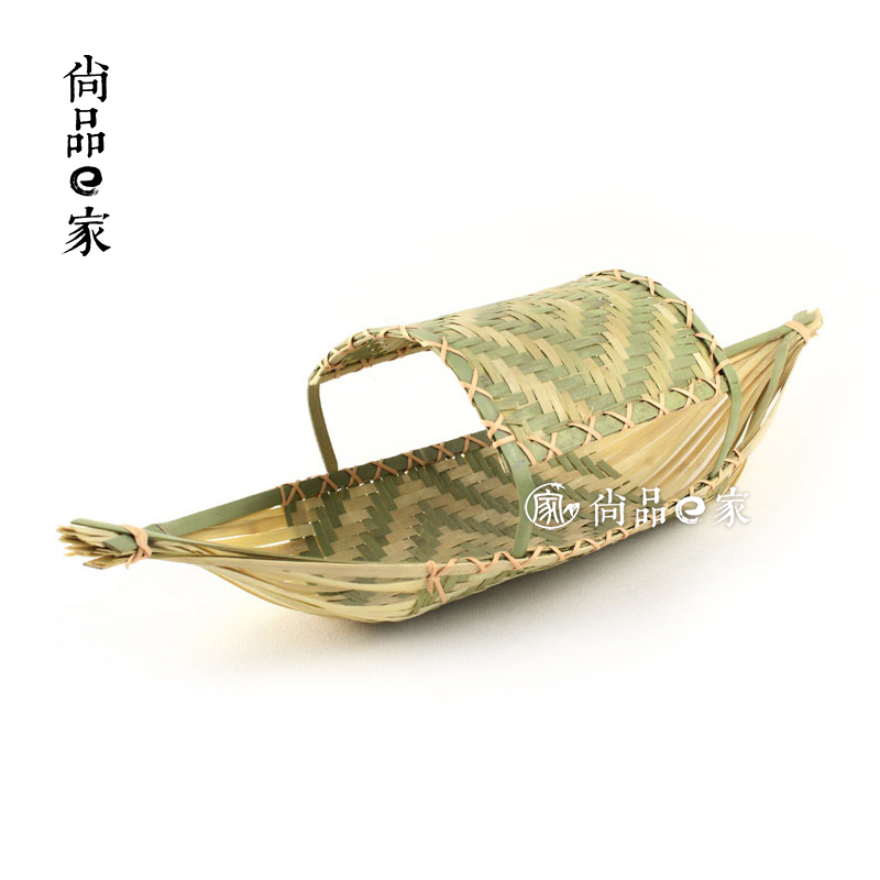 纯手工竹编竹船制品竹子工艺品拍照道具家居日用品花篮插花手工艺_7折