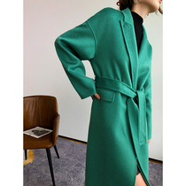 Spot second hair 1 poison home custom beautiful color turquoise green water corrugated pure cashmere coat womens sweater coat