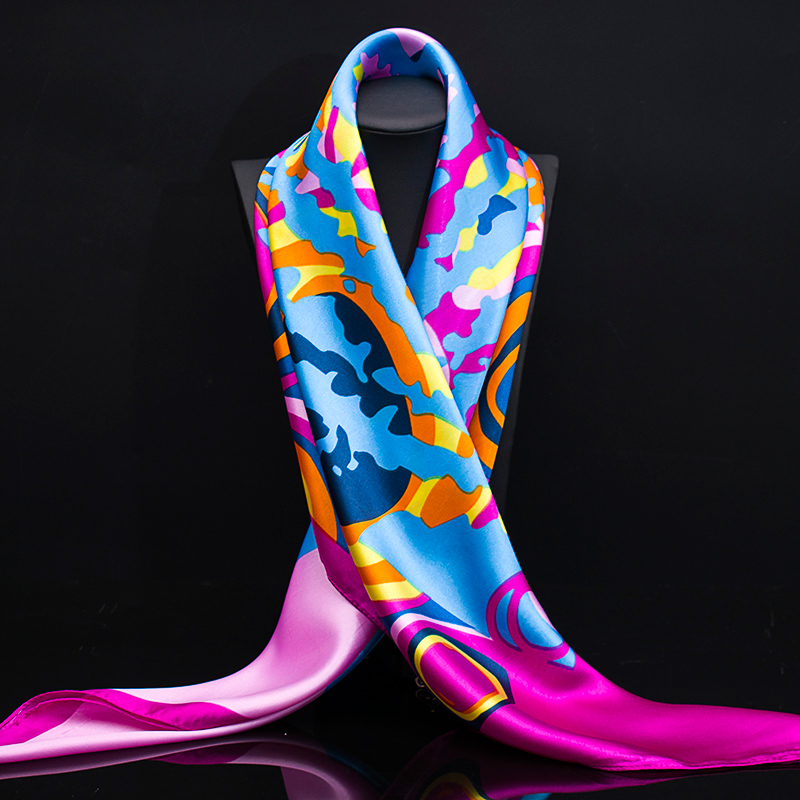 Han Wo Goddess Mama satin printed square silk towels 90 large square towels for casual scarves and headscarves for European and American wind