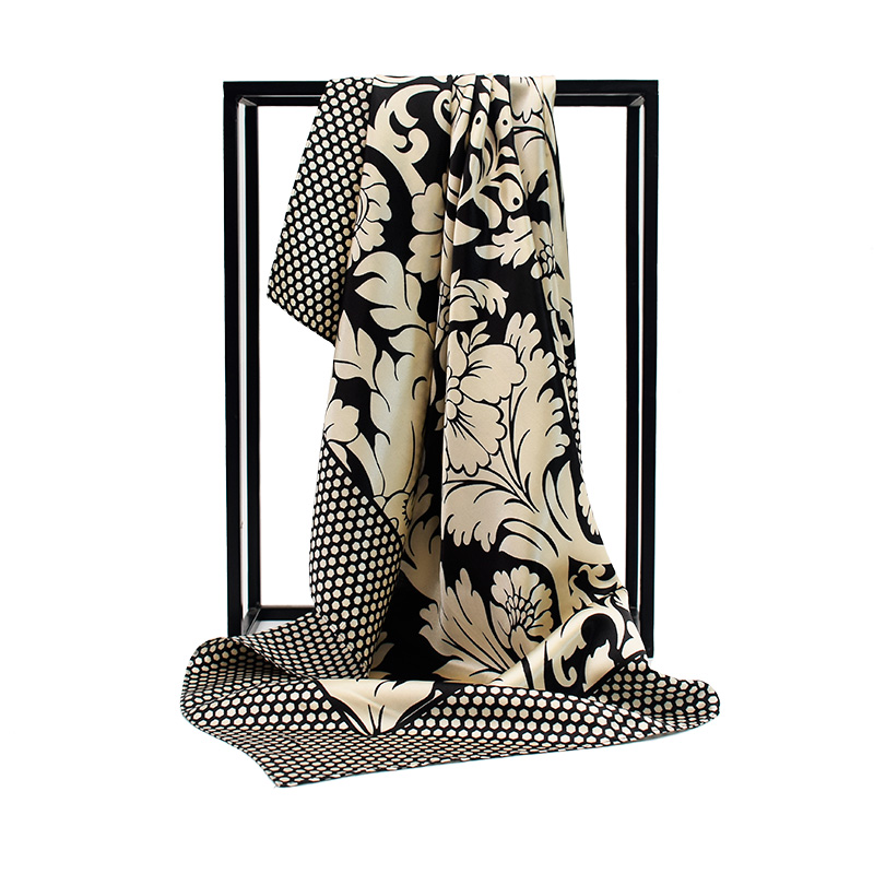 Hanhe silky satin satin satin large square scarf head scarf scarf shawl female silk scarf 90*90