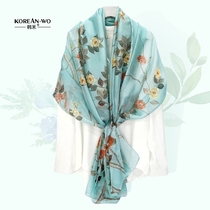 Han Hexia new chiffon beach towel long silk scarf long scarf large shawl Korean female multi-purpose scarf 135x195