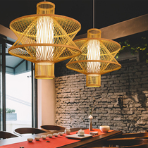 Bamboo chandelier tea room lamp Zen lamp new Chinese homestay garden chandelier Southeast Asian style Japanese lantern chandelier