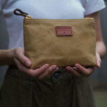 KONGLONGMOGU new simple retro wax cloth small square bag portable storage bag zipper clutch bag