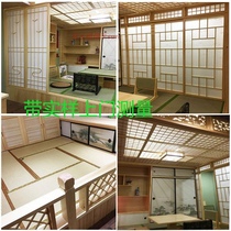 Japanese floor bed custom full set of solid wood collapse rice storage box body bed wardrobe sliding door and room tatami floor cabinet