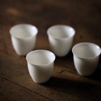 Lard White Juxiang cup tea cup thin tire ceramic single Cup kung fu tea cup tea cup master cup pure white tea cup