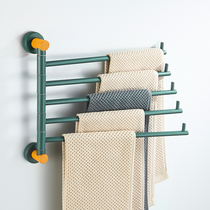 Bathroom swivel towel rod Multi-bar toilet towel rack Sub-light lavish Marcaron cyan wall-mounted free of punch