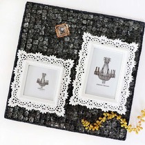 American modern white lace edge creative resin photo frame romantic wedding art picture frame princess house Korean version