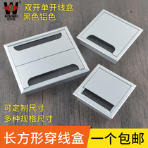 Desk Face Wire Containing Box Aluminum Alloy With Hairbrush Threading Hole Cover Plate Decorated Case Desk Square Routing Box