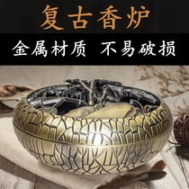 Retro alloy plate incense burner 4 hours sandalwood burner small box with fireproof cotton for Buddha incense box home incense burner