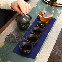 Quick cup Ceramic pot Four cups travel tea set Small suit carrying bag Outdoor household tea drinking Kung Fu tea pot