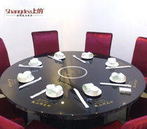 Marble pattern round table Embedded invisible hot pot table Dining table with hot pot special induction cooker can be customized