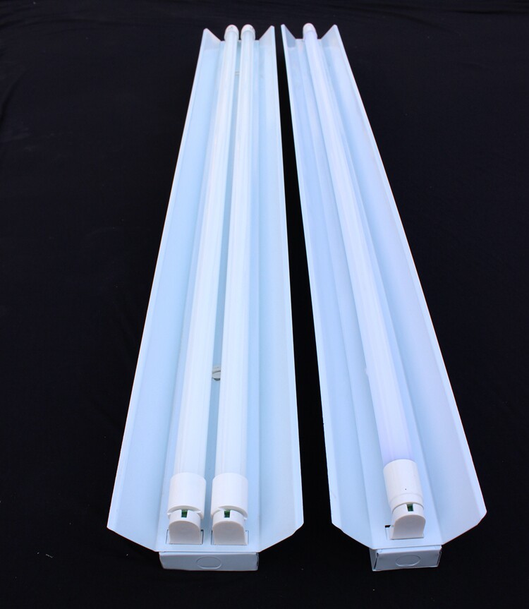 t8led单双管日光灯支架全套带罩120荧光灯商场车间照明灯管40w30w