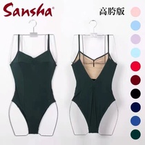 France Sansha adult ballet practice cotton double V backless high hip sling conjoined art test body dance dress female