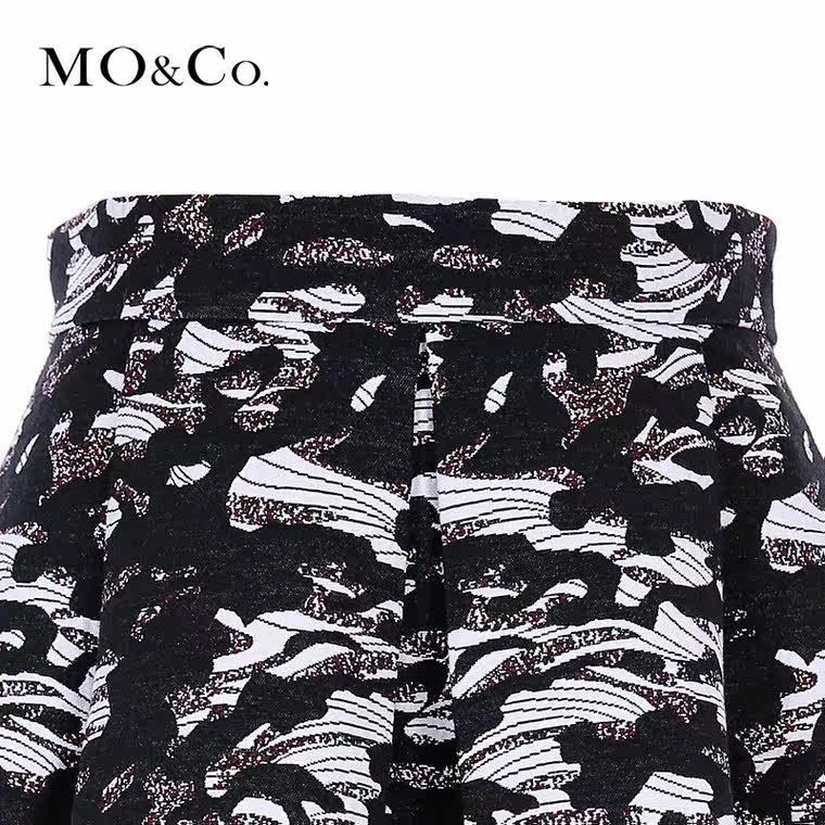 MO&Co.女半身裙2015欧美秋休闲打褶高腰伞裙荷叶边MA153SKT06moco