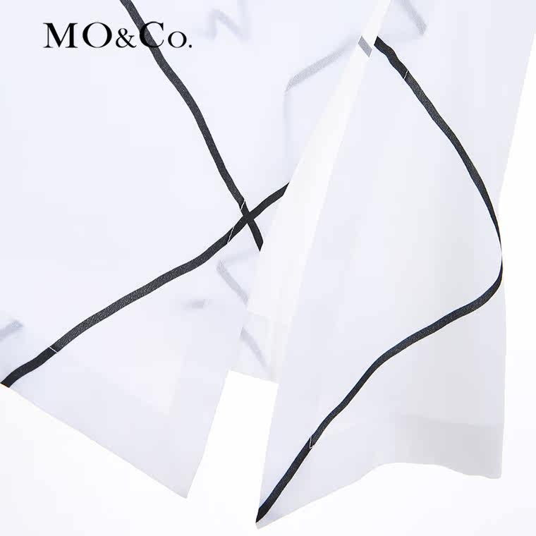 MO&Co.短袖中长款衬衫女夏格纹宽松字母套头衫衬衣MA152SHT31moco