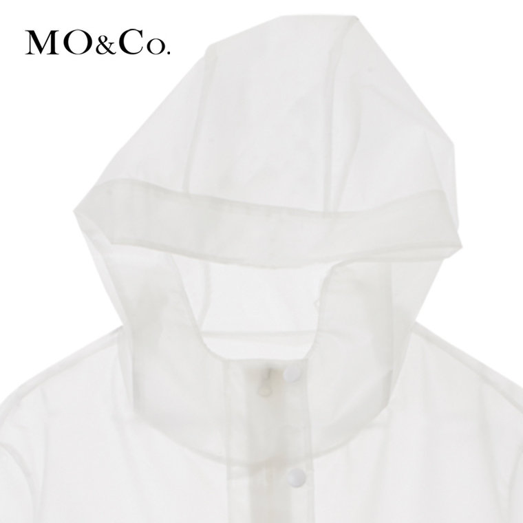 MO&Co.外套纯色透明TPU风衣式连帽工装长袖外套MA153DUT09moco