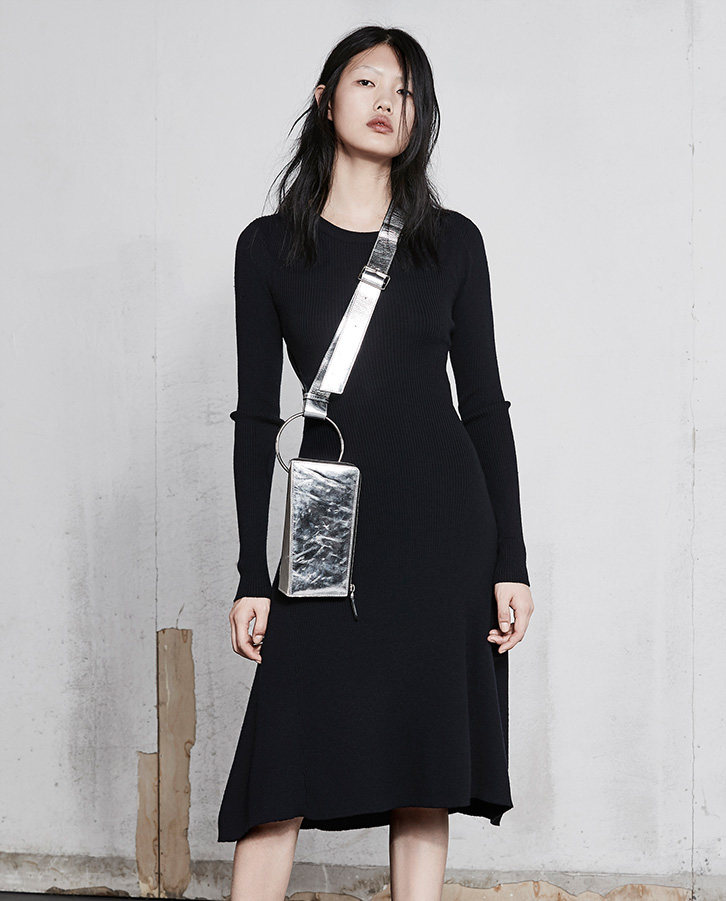 moco春季新品可拆卸腰带拼色条纹连衣裙ma181drs107 摩安珂