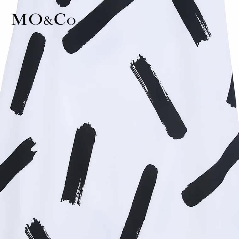MO&Co.裙子连衣裙夏欧美抽象印花长款连身裙无袖MA152SKT155moco