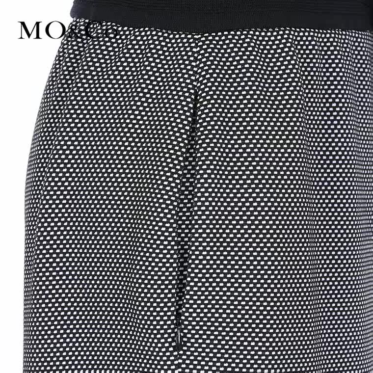 摩安珂半裙包臀2015欧美针织提花黑白波点休闲运动MA153SKT02moco