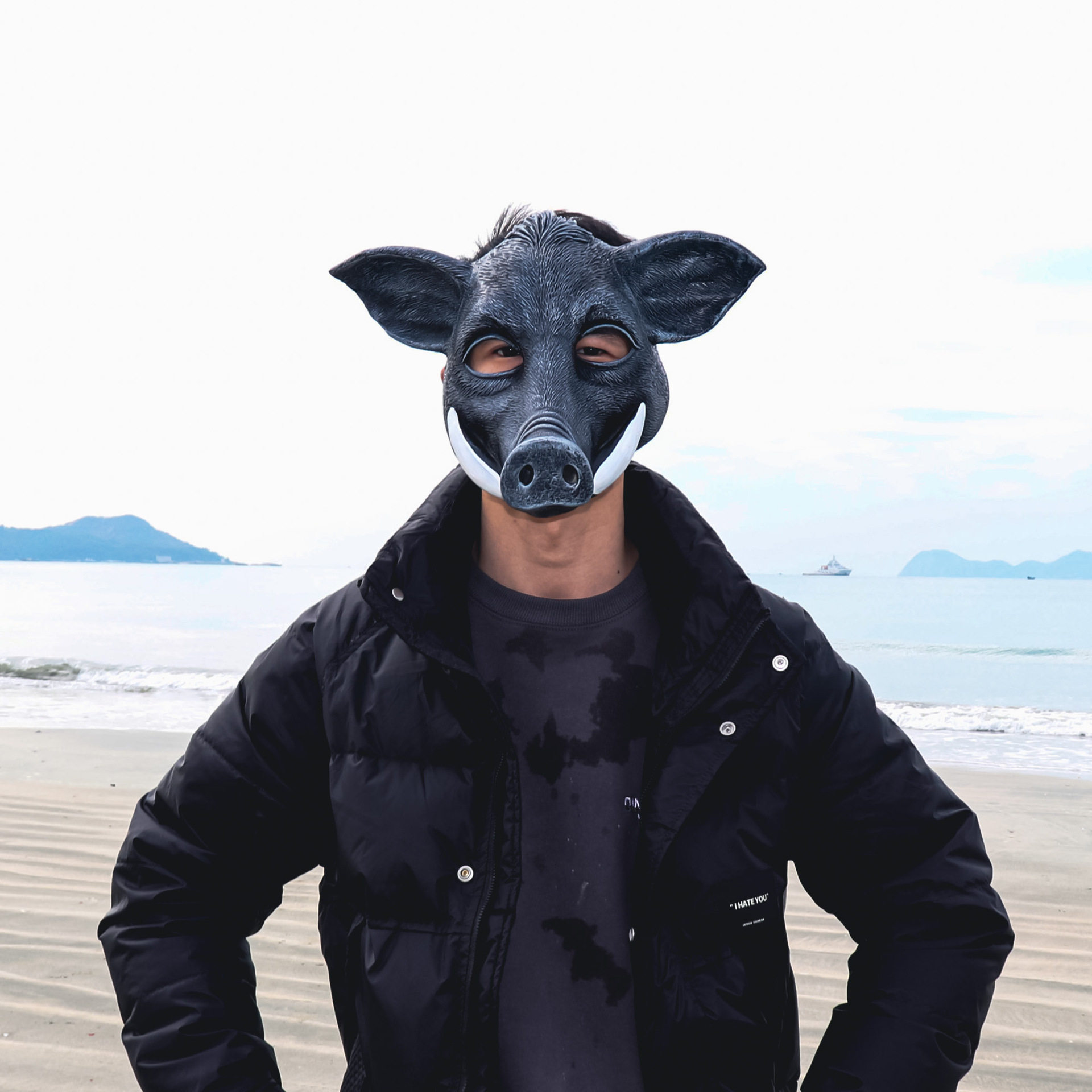 warthog wild boar halloween full head mask 野猪疣