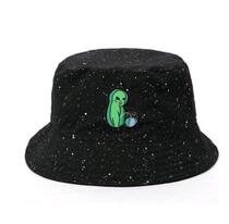 Black Print Pattern Bucket Hat Double-sided starry basin Hat Mens and womens sun Hat