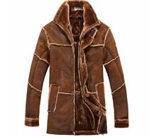 Mens Faux Fur Leather Jackets Mens fur one-piece mid-length warm jacket jacket
