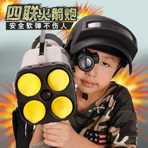 Small troops childrens rocket toys four consecutive tubes large soft shells mortar missile launchers eating chicken equipment