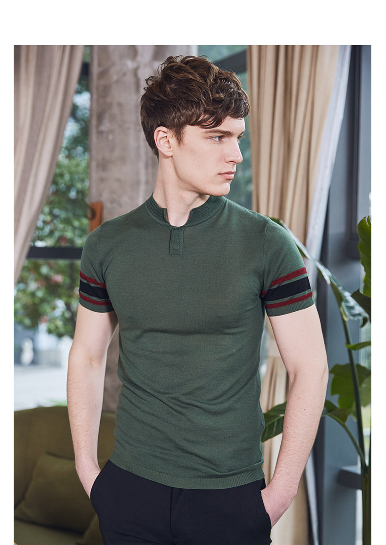 【清】az蚁族男装夏季新款2017英伦雅痞短袖针织t恤男士韩版修身