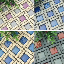 Stone glass mosaic wall stickers cave stone blue red purple pool background wall bathroom waist line tile toilet living room