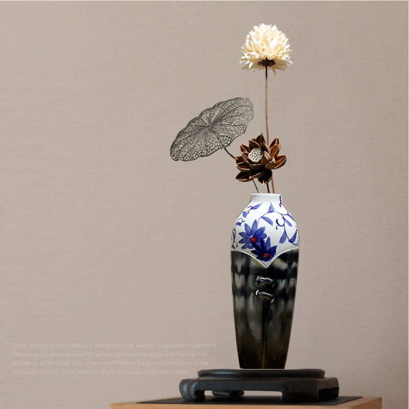 New Chinese style ceramic vases, dried flowers, decorative home furnishing articles table sitting room porch decoration indoor TV ark, arranging flowers