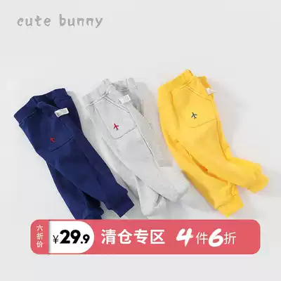 Baby autumn 1-3-5 year old boy casual pants foreign pie baby cotton pants men's treasure trousers open file