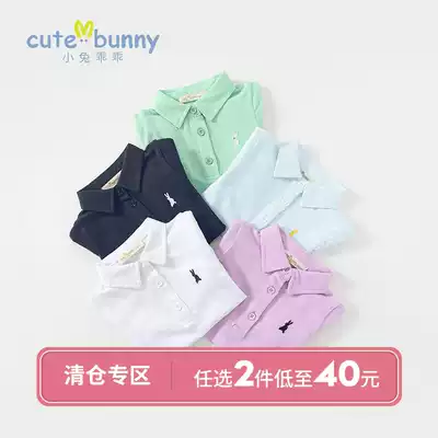 cutebunny toddler summer dress little boy short sleeve polo shirt baby cotton T-shirt men's treasure lapel collar base shirt tide