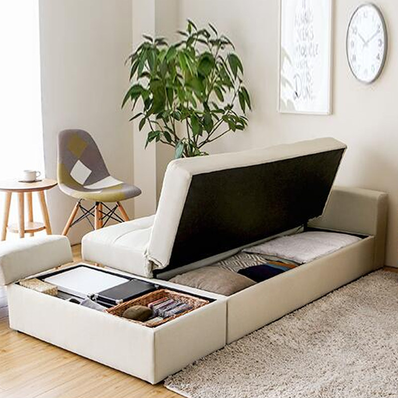 日式小户型多功能布艺沙发床