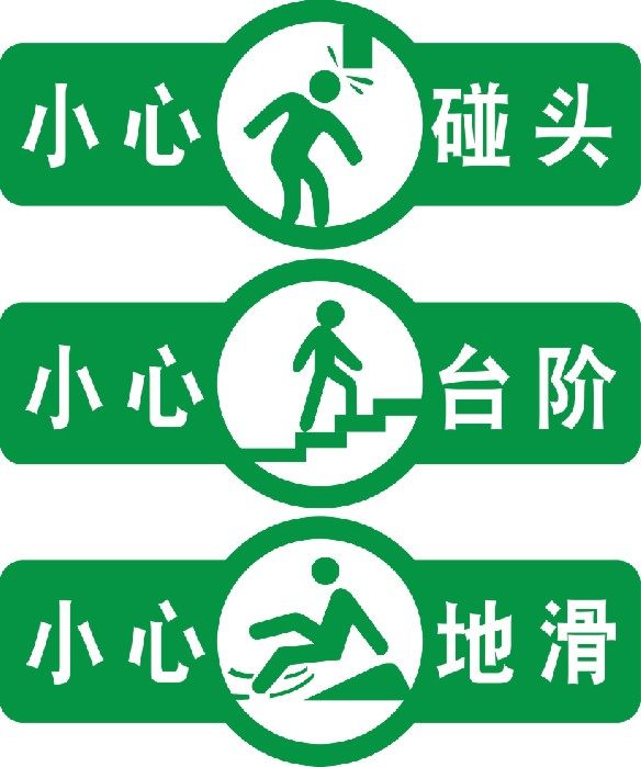 警示标语 墙贴小心碰头 小心地滑 小心台阶标识贴纸 友情提示