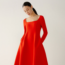 MADEINAM 2021 new custom high-end 52mm silk hair dye tomato red pendulum shape dress skirt