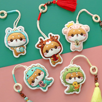 Ping An Artisanal Embroidered Diy material Package Ping An Foo self-embroidered key buckle raw Xiao pendant to send boyfriend couple