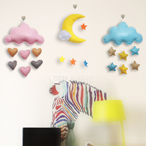 Clouds love stars pendant Girl heart Childrens room wall decoration Shop kindergarten pendant Fabric pendant