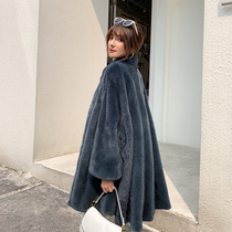 2020 new imported mink fur female whole mink velvet mink coat medium long cape bat coat