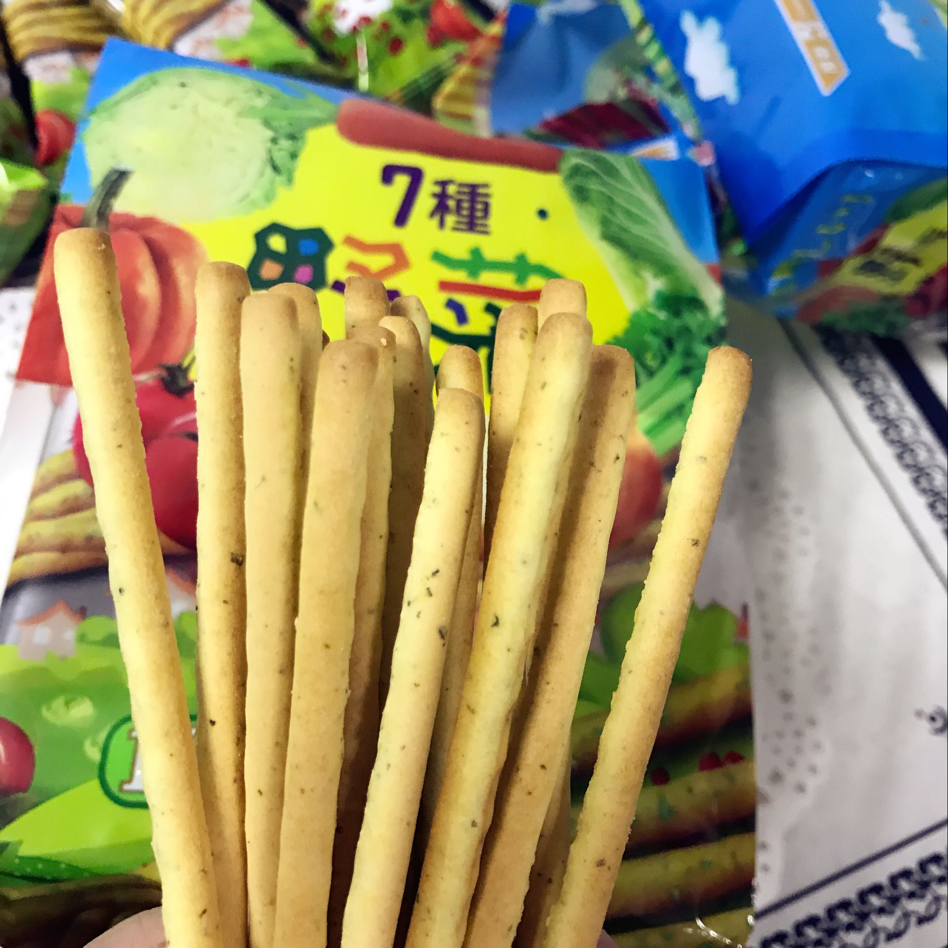 马来西亚进口零食7种野菜饼干棒棍饼芝士味12小包装192g