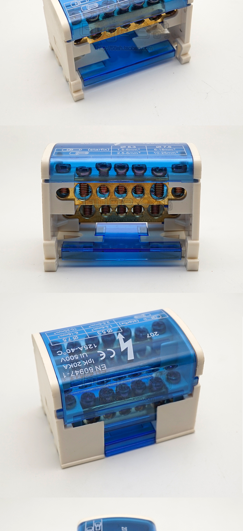 电线分线盒二进十二出明装220v导轨大电流并线器接线端子排