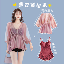 Swimsuit Women Summer Conjoined Conservative SLIM FIT 2021 NEW STYLISH SEASIDE HOODED SWEATSHIRT MICRO FAT MM BIG CODE SWIMSUIT