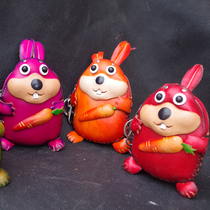 First layer cowhide zodiac bunny birthday cartoon coin purse Leather mini cute animal sundries key bag