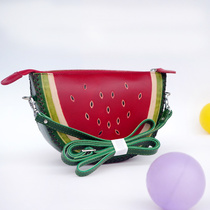 Cute leather watermelon small satchel female first layer cowhide cartoon one-shoulder messenger bag fresh fruit fairy bag