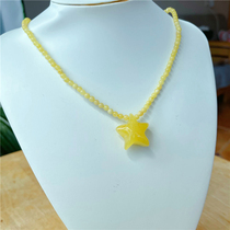 Russian Baltic Sea natural raw ore amber beeswax star ladies necklace birthday gift spot