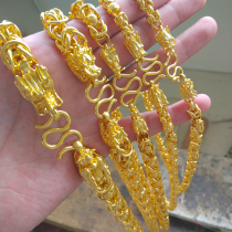 Gold necklace male 9999 gold silver silver dragon bone chain domineering marriage marriage to send boyfriend does not fade big gold chain
