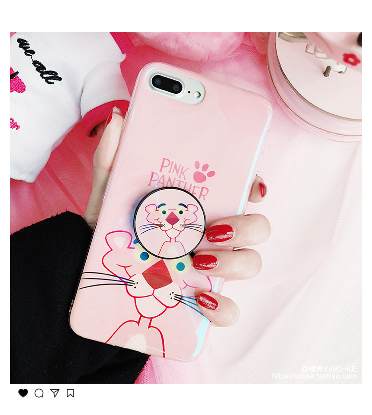 镭射蓝光粉红豹苹果x手机壳iphone7\/8plus抖音