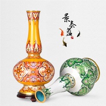 Beijing Artisanal manufacturing of Jingtai Blue Butterfly Vase Copper Tire Enamel Home Opening Business Handicraft Gift Pendulum
